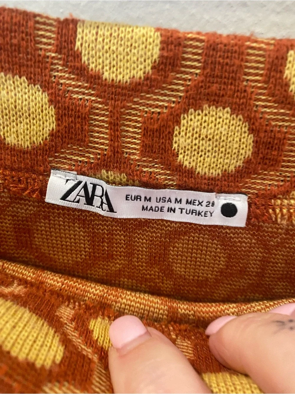 Zara 70s Style Retro Rust & Yellow Polo & Skirt Set AS SEEN ON YELLOWJACKETS